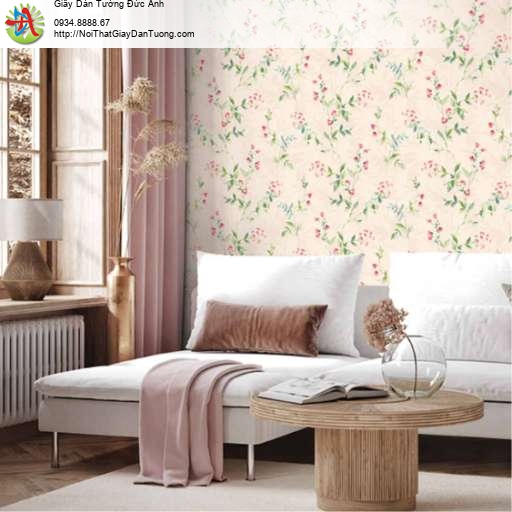 Giấy dán tường hoa lá dây leo, những bông hoa nhỏ màu hồng - Bloom 82097-3