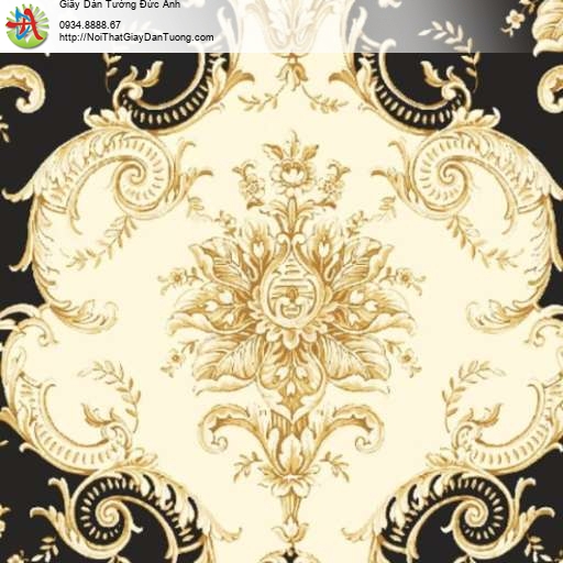 Giấy dán tường cổ điển màu vàng đen - Contessa 4007-5