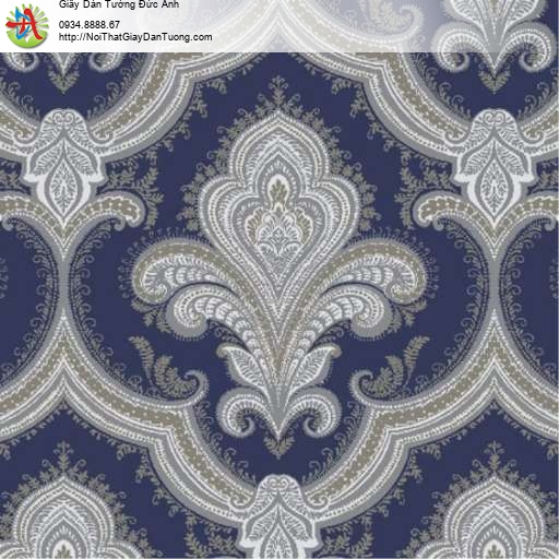Giấy dán tường họa tiết cổ điển lớn màu xanh than - Contessa 4009-5