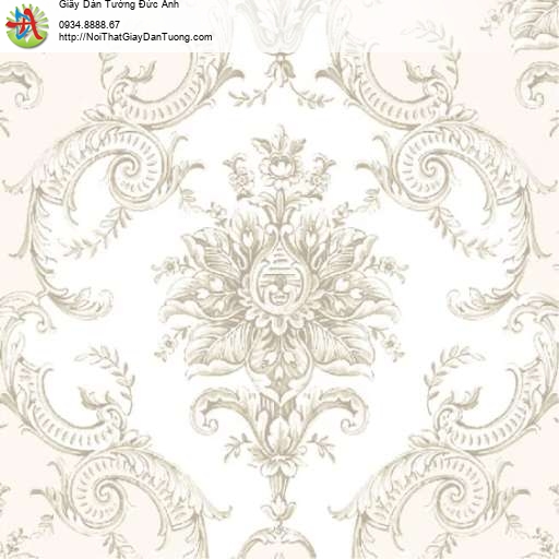 Giấy dán tường hoa văn cổ điển màu trắng - Contessa 4007-1