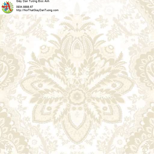 Giấy dán tường hoa văn cổ điển sang trọng màu trắng - Contessa 4011-1