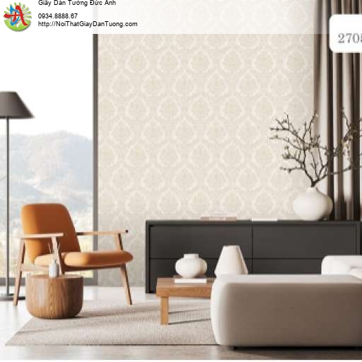 Giấy dán tường họa tiết cổ điển màu vàng nhạt - Artis 2705-2