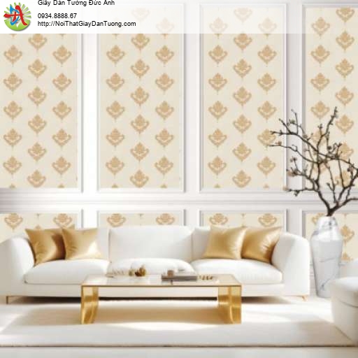 Giấy dán tường họa tiết hoa văn cổ điển sang trọng màu vàng - Artis 2703-2