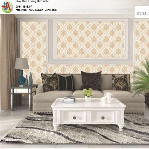 Giấy dán tường sang trọng phong cách cổ điển màu vàng - Artis 2704-2