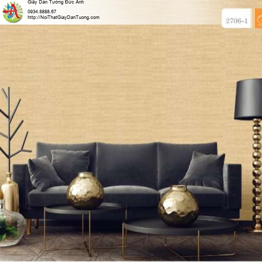 Giấy dán tường vân nổi màu vàng đậm - Artis 2706-1